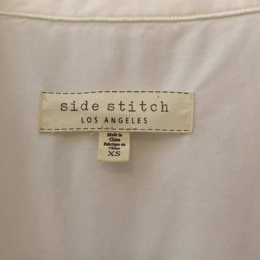 Side Stitch Los Angeles Button Front White Tunic with Roll Tab Sleeve Size XS - Picture 3 of 10